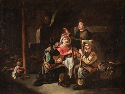 Lot 123 - Attributed to Pistorius (Eduard Karl Gustav, 1796-1862). Musicians in a Tavern, oil on canvas