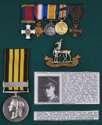 Lot 120 - East and West Africa Medal to Lieutenant A.B. O'Donnell, D.S.O., M.I.D., West India Regiment