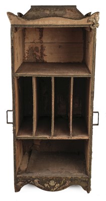 Lot 704 - Sedan Chair. Shelves in the form of a sedan chair covered with early fabrics, Paris, early 20th c.