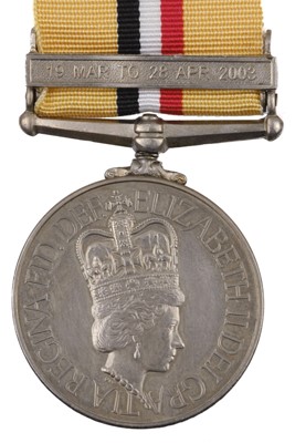 Lot 140 - Iraq Medal 2003, 1 clasp, 19 Mar to 28 Apr 2003 (25141130 Fus L. Garakara RRF)