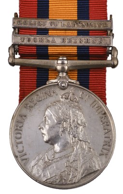 Lot 149 - Queen's South Africa Medal 1899-1902, 2 clasps (3745 Cpl. A. Gregory. Devon Regt)