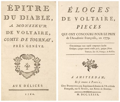 Lot 59 - Voltaire. Epitre du Diable, à Monsieur de Voltaire, Compte de Tournay, prés Genéve, 1760
