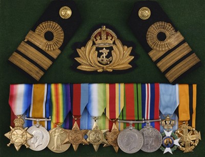 Lot 97 - WWI / WWII group of medals and decorations to Commander C. De. S. Brock, Royal Navy