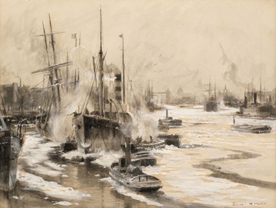 Lot 221 - Wyllie (Charles William, 1859-1923). The River Closed by Ice, 1890-1891