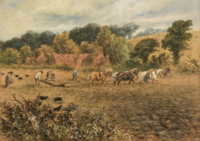 Lot 133 - British School. Ploughing scene, 1868