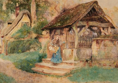 Lot 228 - Woodlock (David, 1842-1929). The Old Lych Gate, Welford, Warwickshire, watercolour