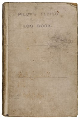 Lot 252 - Logbook. WWI Royal Flying Corps log book kept by Lieutenant W.H. Crundall