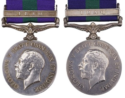 Lot 130 - General Service Medal 1918-62, G.V.R., 1 clasp, Iraq (2)