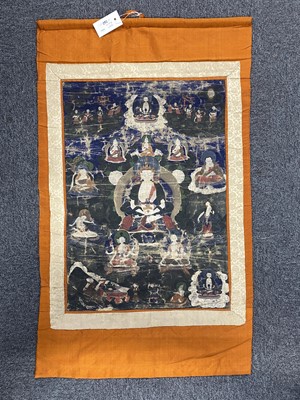 Lot 240 - Three Tibetan scrolls on silk, 18th century