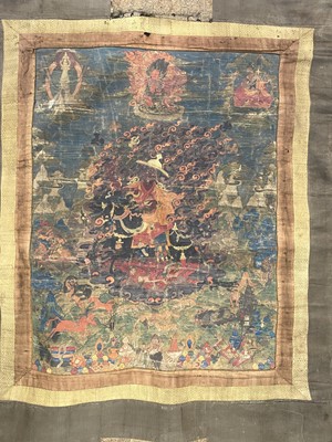 Lot 240 - Three Tibetan scrolls on silk, 18th century