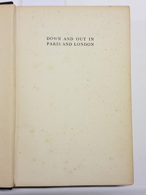 Lot 881 - Orwell (George). Down and Out in Paris and London, 1st edition, 1933