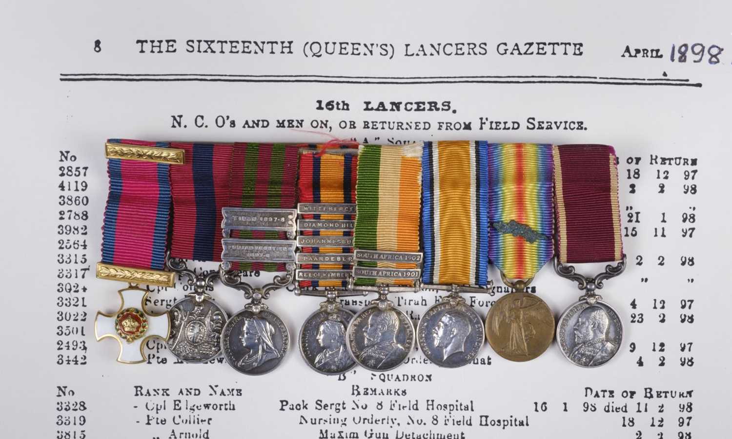 Lot 46 - Miniature medals attributed to Captain G. Hudgell, D.S.O., D.C.M., M.I.D., 16th Lancers