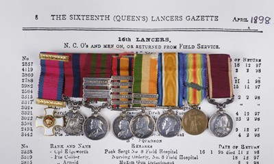 Lot 46 - Miniature medals attributed to Captain G. Hudgell, D.S.O., D.C.M., M.I.D., 16th Lancers