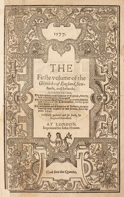 Lot 303 - Holinshed (Raphael). The Firste [- Laste] Volume of the Chronicles, 2 vols., 1st ed., 1577
