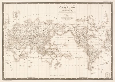 Lot 136 - World. Brue (Adrien Hubert), Mappe Monde Physique..., Paris, 1821
