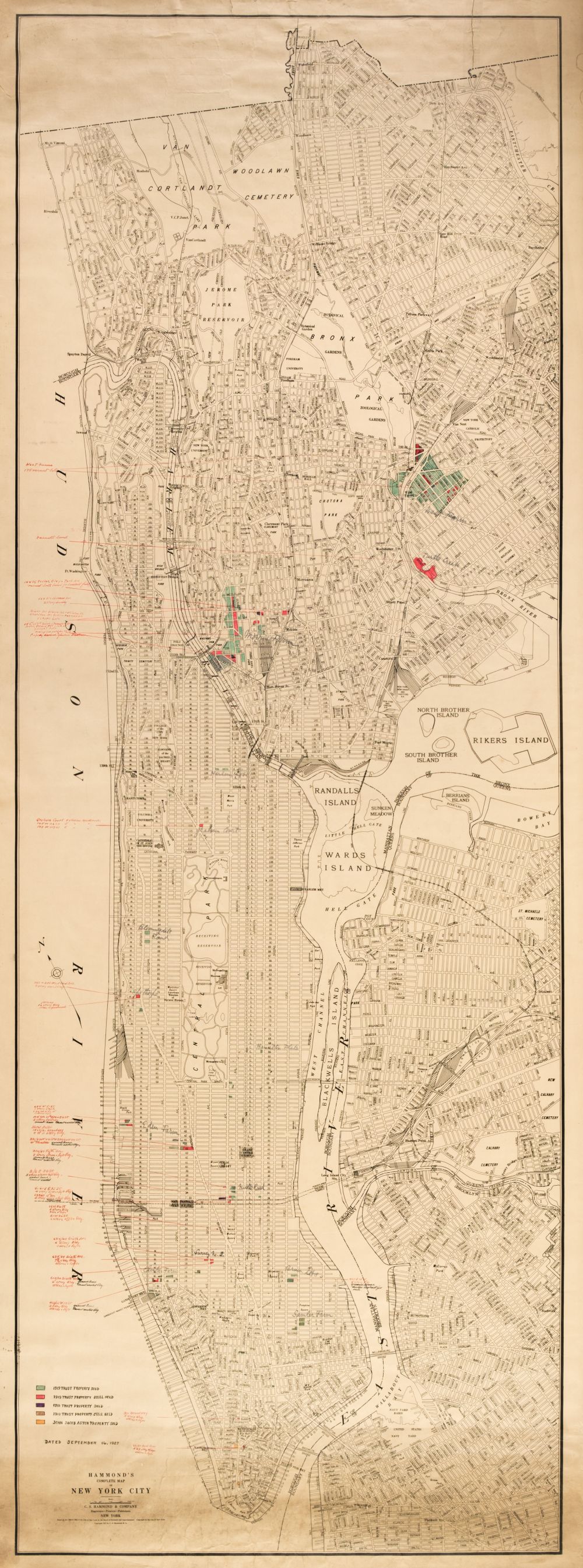 Lot 100 New York. Hammond's Complete Map of New York