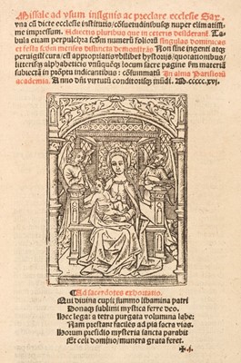 Lot 6 - Missal [Use of Sarum]. Missale ad vsum insignis, Paris: 22 August 1516