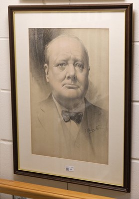 Lot 331 - Churchill (Winston Spencer, 1874-1965). Portrait of Winston Churchill by G. Harrington, circa 1930