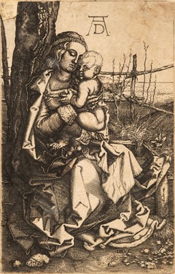 Lot 54 - Durer (Albrecht, 1471-1528). Virgin and Child seated by a tree, 1513, etching, copy in reverse
