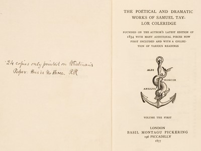 Lot 211 - Coleridge. The Poetical and Dramatic Works, 4 vols., 1877