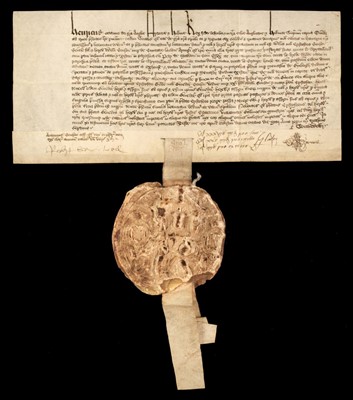 Lot 8 - Henry VIII. Great Seal of Henry VIII attached to a Letters Patent, Westminster, 18 May 1545