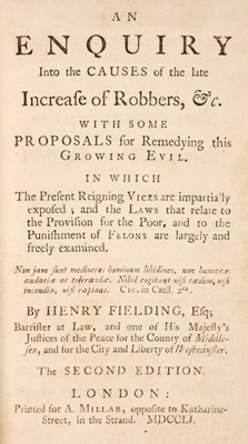 Lot 45 - Fielding (Henry). An Enquiry into the Causes of the late Increase of Robbers..., 1751..., and others
