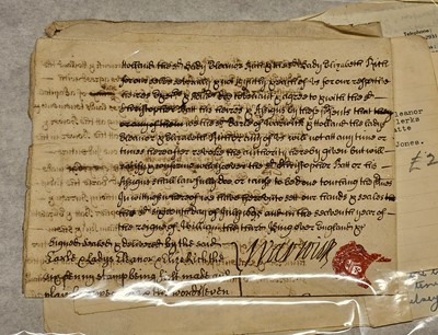 Lot 30 - Essex Deeds. A group of approximately 40 mostly vellum deeds relating to Essex, 17th century