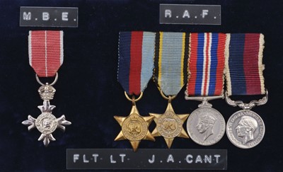 Lot 34 - Miniature dress medals attributed to Flight Lieutenant J.A. Cant, M.B.E., Royal Air Force