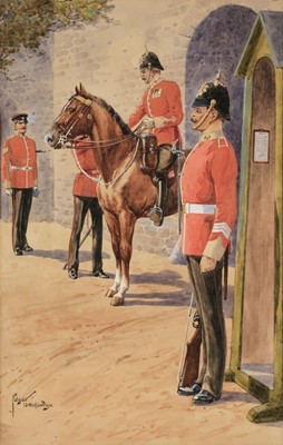 Lot 203 - Holloway (Edgar A, 1870-1941). Edwardian guards on parade, watercolour