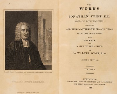 Lot 342 - Swift (Jonathan). The Works..., by Sir Walter Scott..., 2nd edition, 19 vols, Edinburgh, 1824