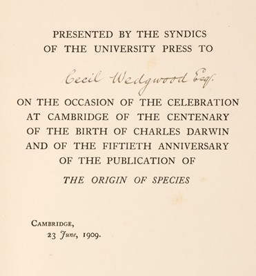 Lot 649 - Darwin (Francis). The Foundations of the Origin of Species, 1909