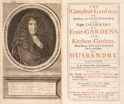 Lot 497 - La Quintinie (Jean de). The Compleat Gard'ner..., made English by John Evelyn, 1693