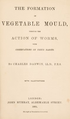 Lot 543 - Darwin (Charles). The Formation of Vegetable Mould, 1st edition, 1881