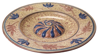 Lot 572 - Charger. A large Hispano-Moresque copper lustre pottery charger, late 19th century