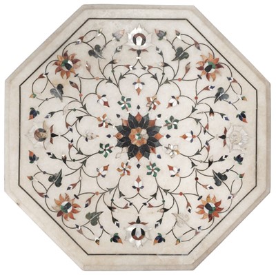 Lot 602 - Pietre Dure. An Indian foliate inlaid octagonal marble table top, early 20th century