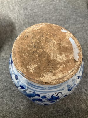 Lot 498 - Maiolica. An Italian maiolica pottery drug jar, probably 18th century