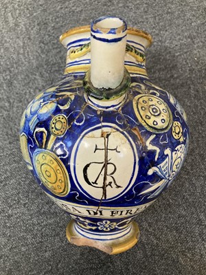 Lot 498 - Maiolica. An Italian maiolica pottery drug jar, probably 18th century