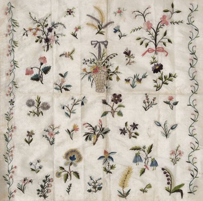 Lot 731 - Embroidered Panel. An unused needlework panel, circa 1800, & other embroideries