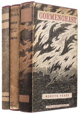 Lot 432 - Peake (Mervyn). The Gormenghast Trilogy, 1st editions, London: Eyre & Spottiswoode, 1946-59