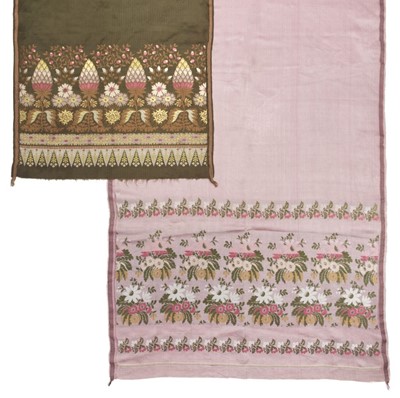 Lot 775 - Shawl. A Spitalfields silk stole, circa 1830s, & another similar