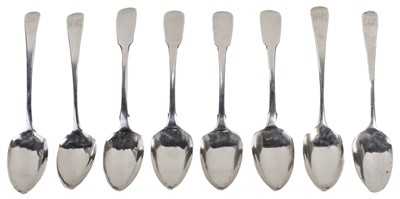 Lot 489 - Silver Spoons. George III silver serving spoons
