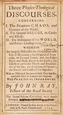 Lot 682 - Ray (John). Three Physico-Theological Discourses, 2nd edition, London: 1693 and 2 others