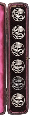 Lot 643 - Art Nouveau Silver Buttons. Silver buttons by William Hayes, Birmingham 1901