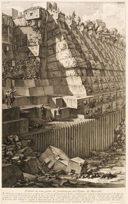 Lot 88 - Piranesi (Giovanni Battista, 1720-1778). Veduta di una parte de’fondamenti del Teatro di Marcello, 1756