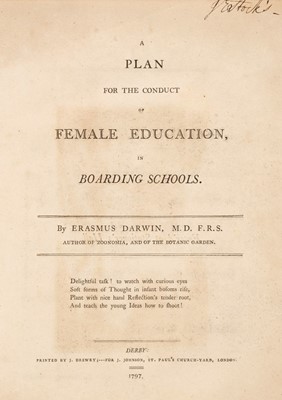 Lot 553 - Darwin (Erasmus). A Plan for the conduct of Female Education in Boarding Schools, 1797