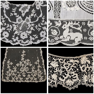 Lot 754 - Lace. A collection of lace and needlework items, 19th & 20th century