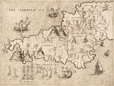 Lot 112 - South West England. Drayton (Michael), Untitled map of Devon and Cornwall, circa 1612