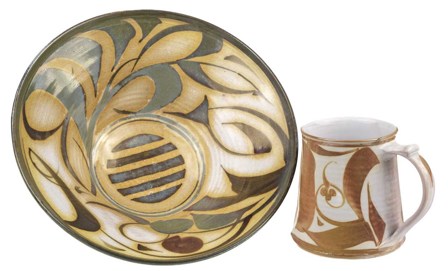 Lot 524 - Caiger-Smith MBE (Alan, 1930-2020) for Aldermaston Pottery. A yellow lustre bowl