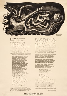 Lot 415 - Hermes (Gertrude). Jonah in the Whale, woodcut broadside poem, Samson Press, 1935