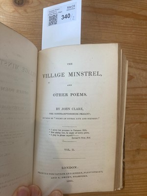 Lot 340 - Clare (John). The Village Minstrel, and Other Poems, 2 volumes, 1st ed., 1821